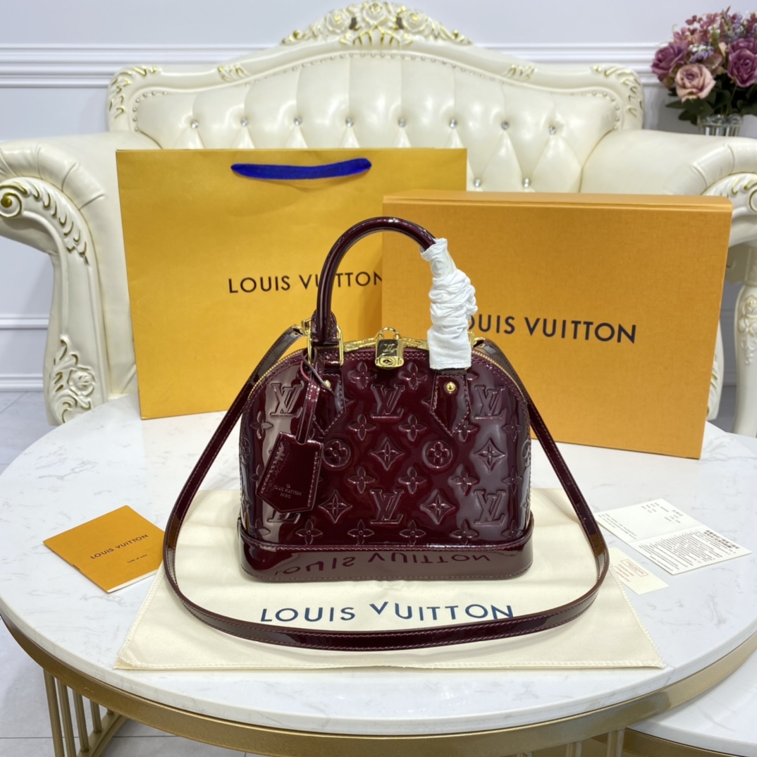 Louis Vuitton ALMA BB Monogram Handbag M91678 Amarante Red